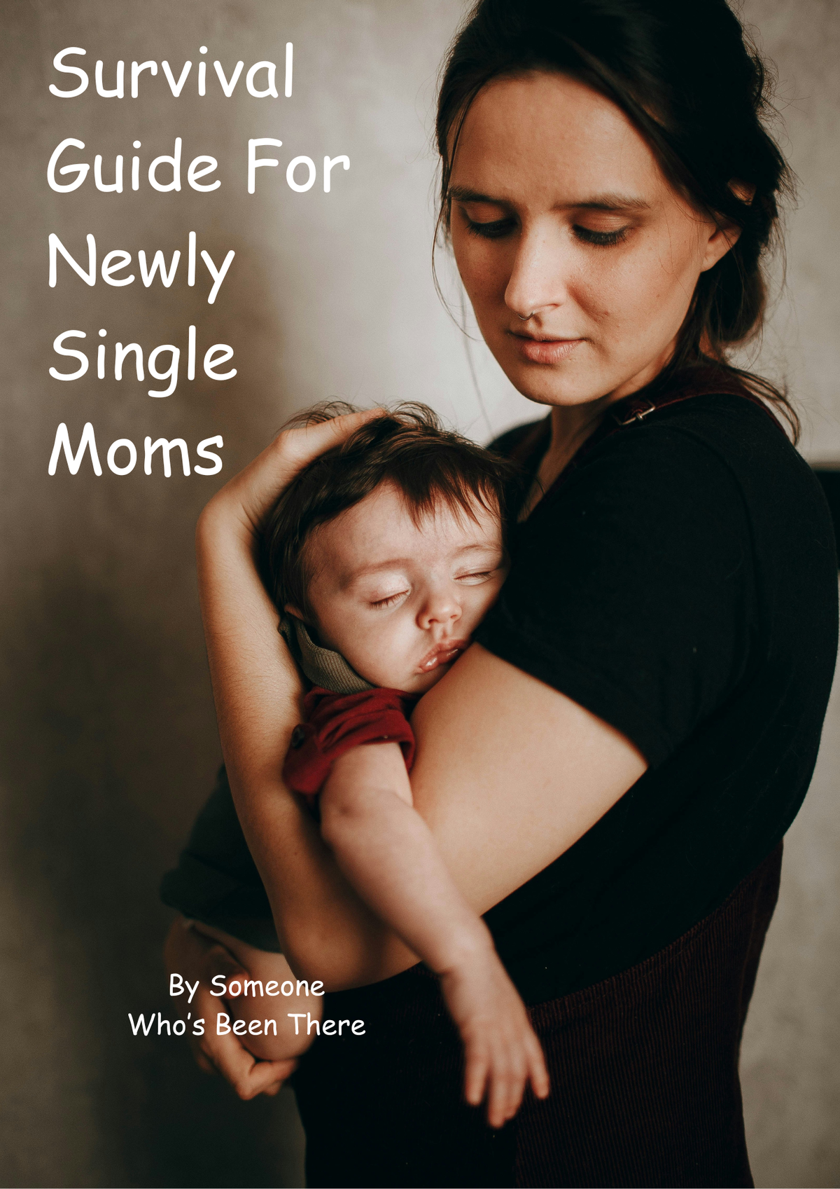 Cover of Survival Guide for Newly Single Moms, by Someone Who’s Been There: a mother holding her sleeping baby.