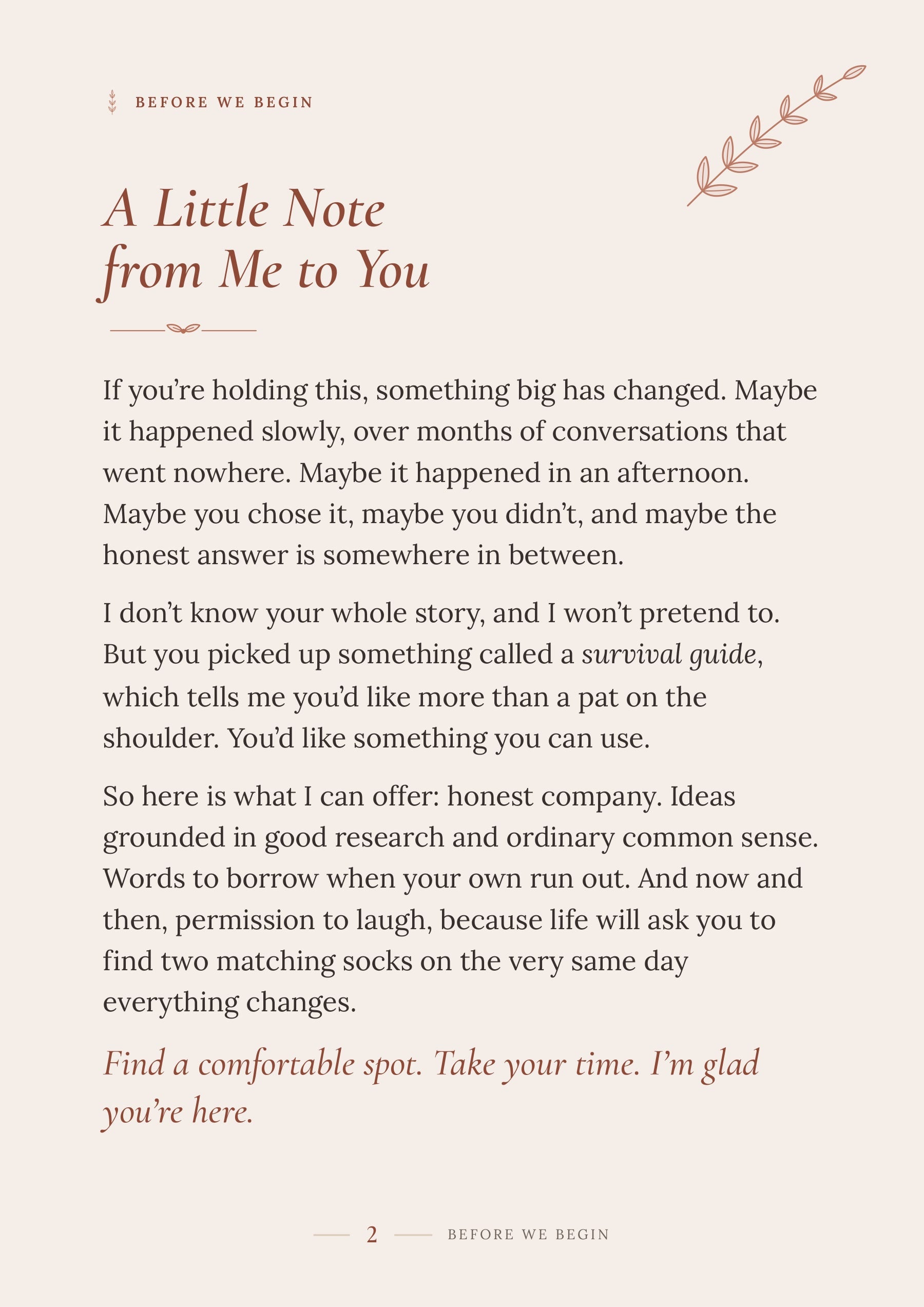 Page 2 of the guide, A Little Note from Me to You: the author’s short opening letter to the reader.